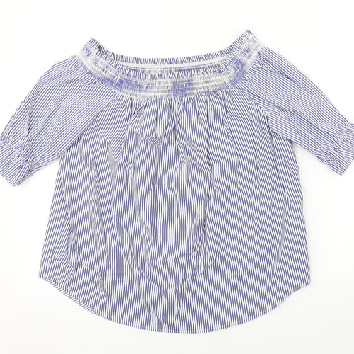 New Look Womens Blue Striped  Basic Blouse Size 14