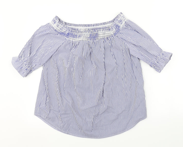 New Look Womens Blue Striped  Basic Blouse Size 14