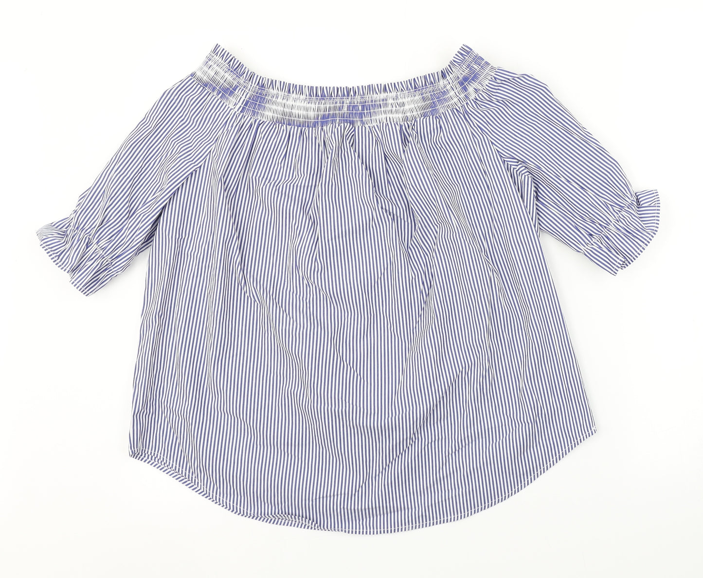 New Look Womens Blue Striped  Basic Blouse Size 14