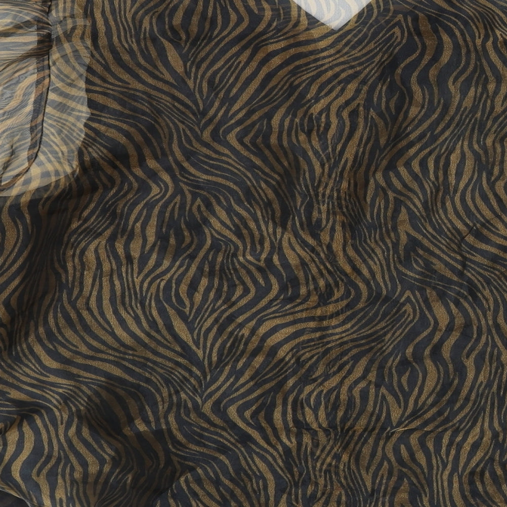 IVIVI Womens Brown Animal Print  Basic Button-Up Size M