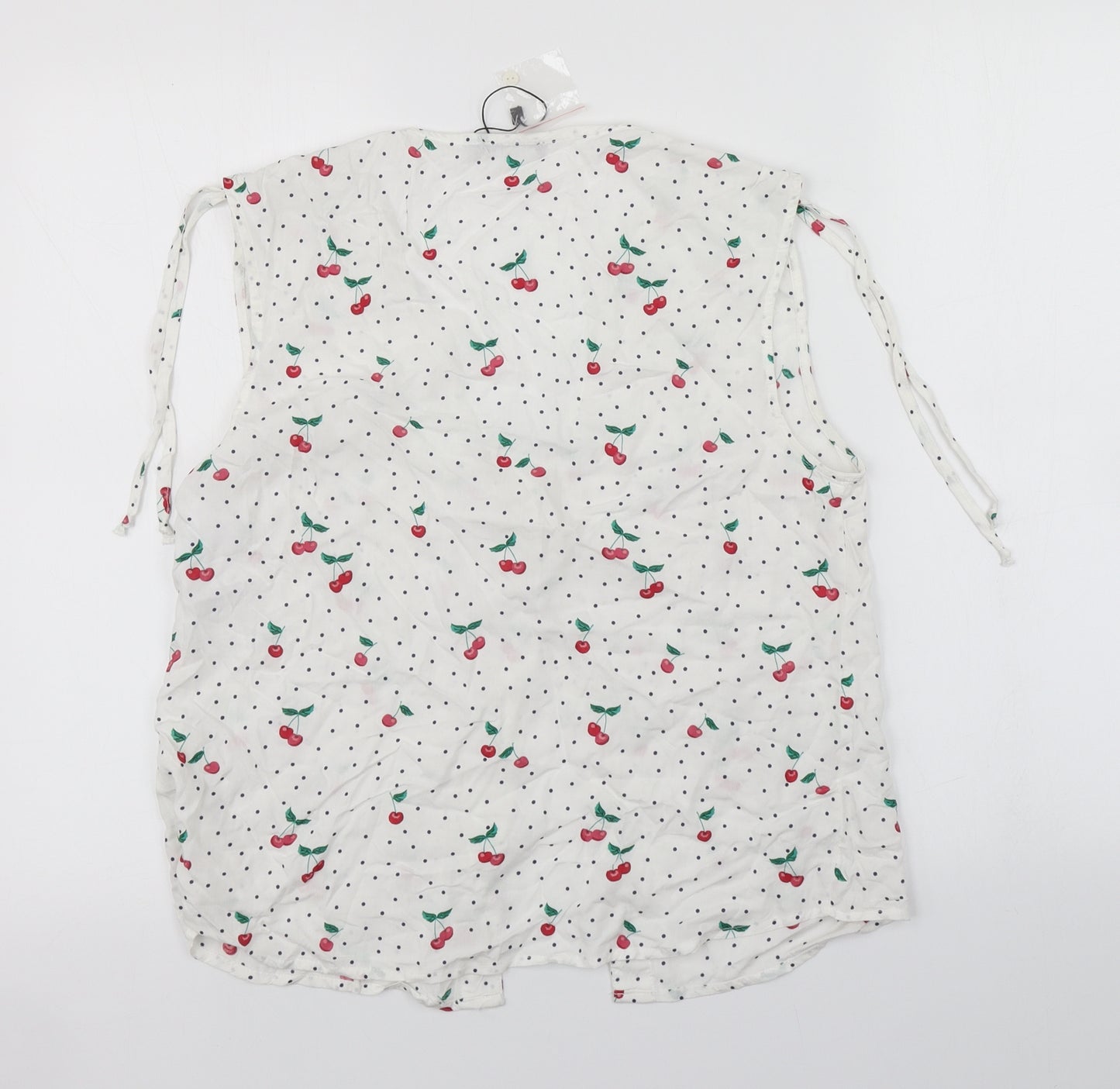 Bershka Womens White Polka Dot  Basic Button-Up Size L