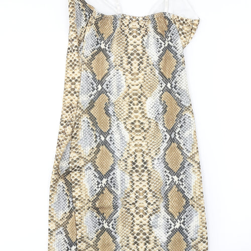 Boohoo Womens Beige Animal Print  Wrap Dress  Size 10
