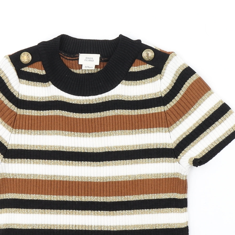 River Island Girls Multicoloured Striped  Pullover Jumper Size 7-8 Years