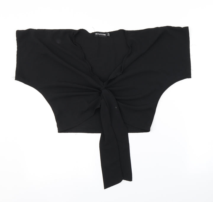 PRETTYLITTLETHING Womens Black   Cropped Blouse Size 6