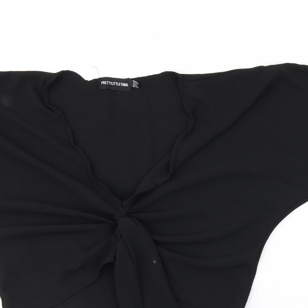 PRETTYLITTLETHING Womens Black   Cropped Blouse Size 6