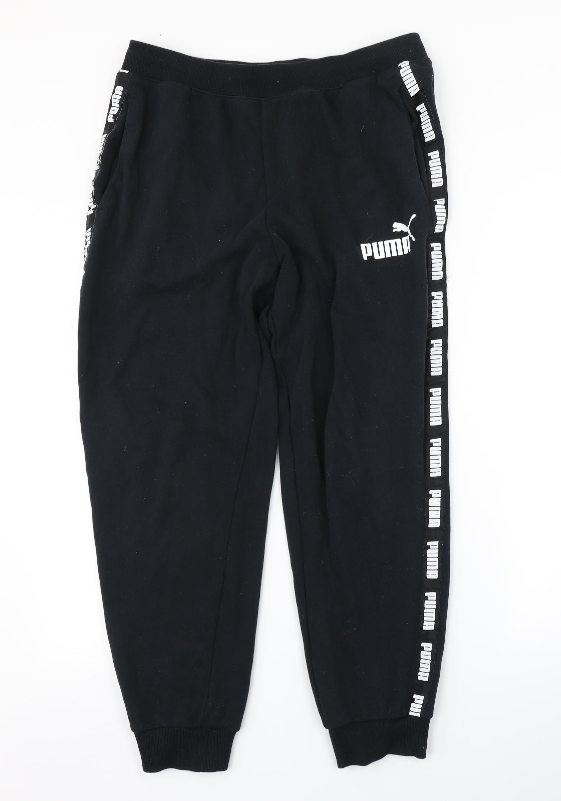 PUMA Mens Black   Sweatpants Trousers Size L L26 in