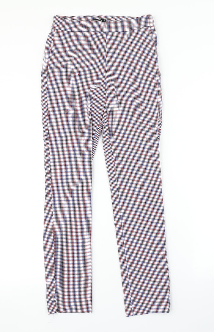 Stradivarius Womens Multicoloured Check Trousers Size 6 L28 in