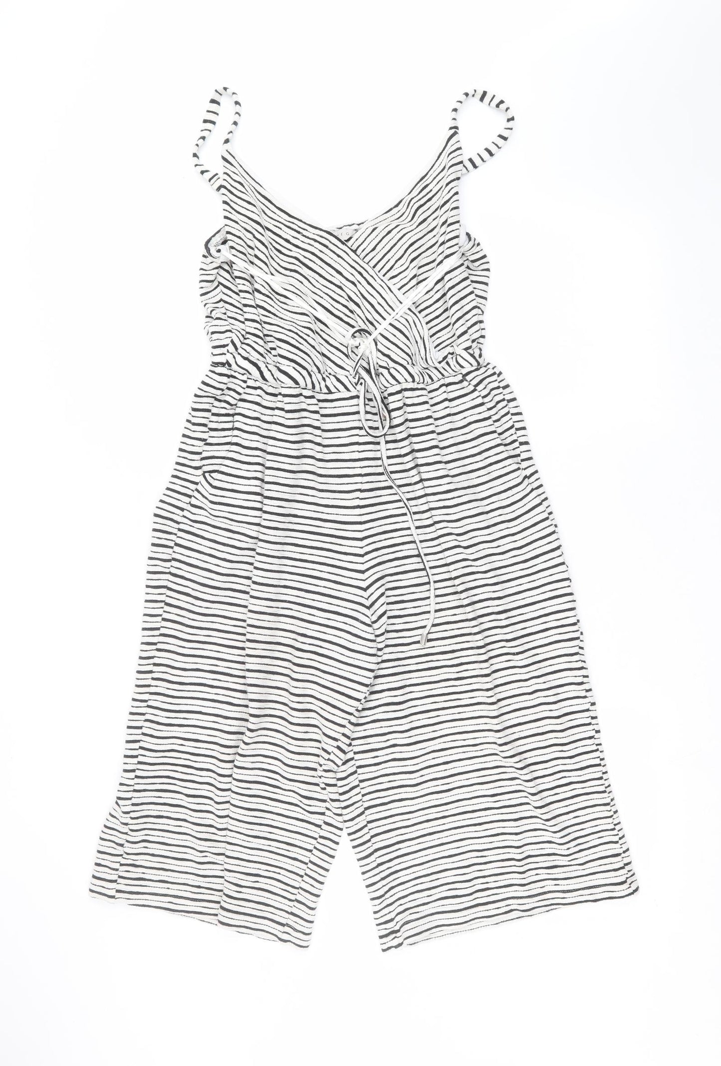 Nutmeg Womens White Striped  Jumpsuit One-Piece Size 14
