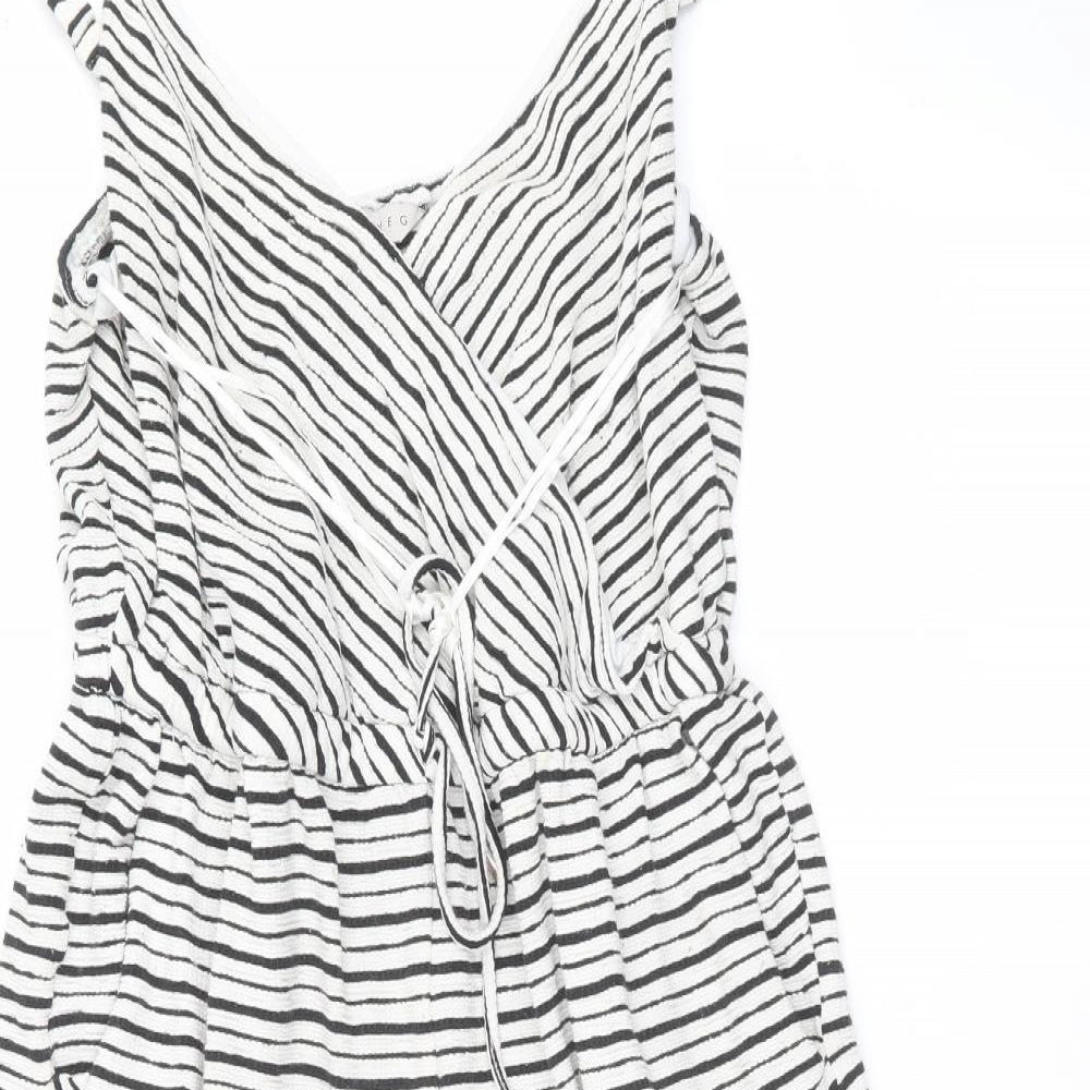 Nutmeg Womens White Striped  Jumpsuit One-Piece Size 14