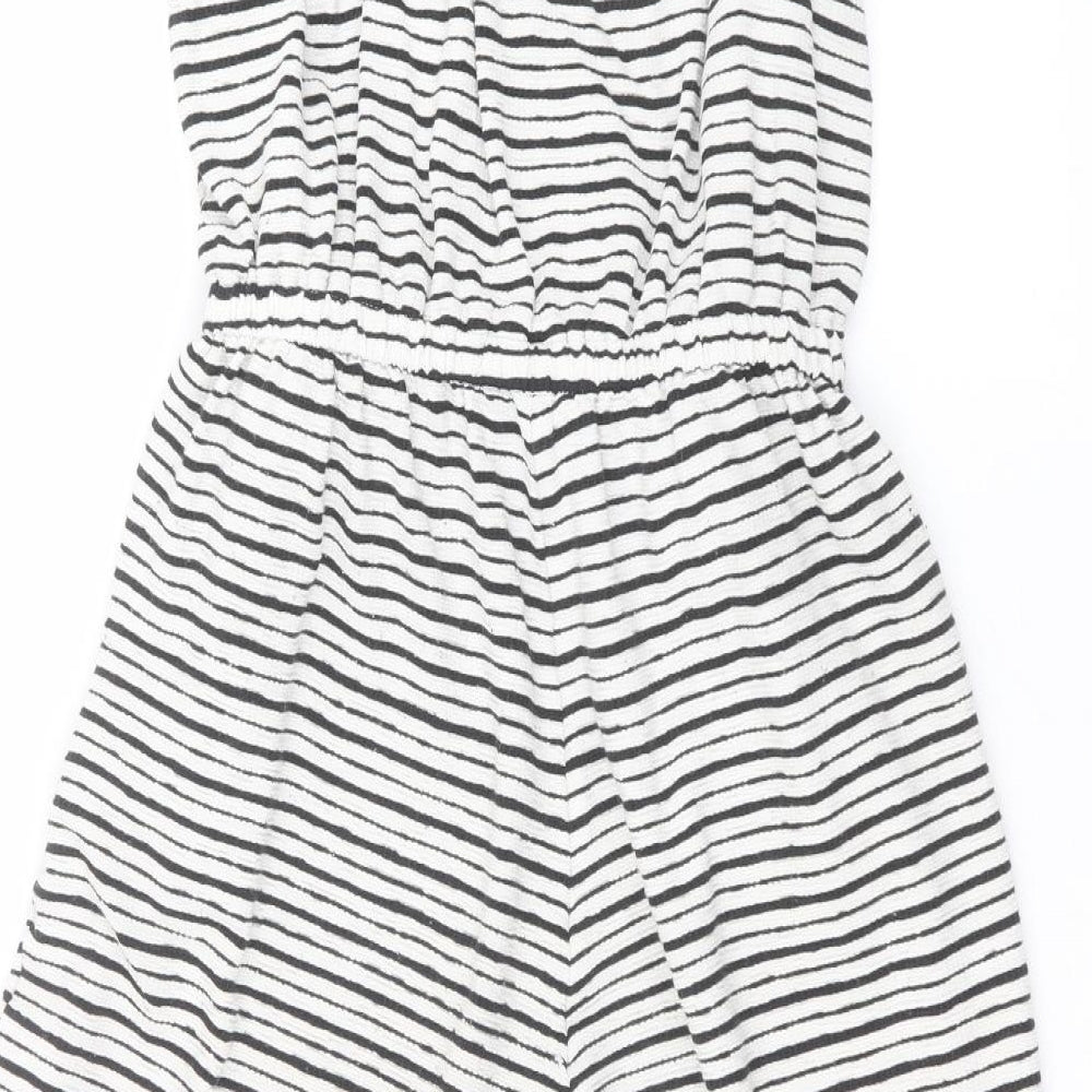 Nutmeg Womens White Striped  Jumpsuit One-Piece Size 14