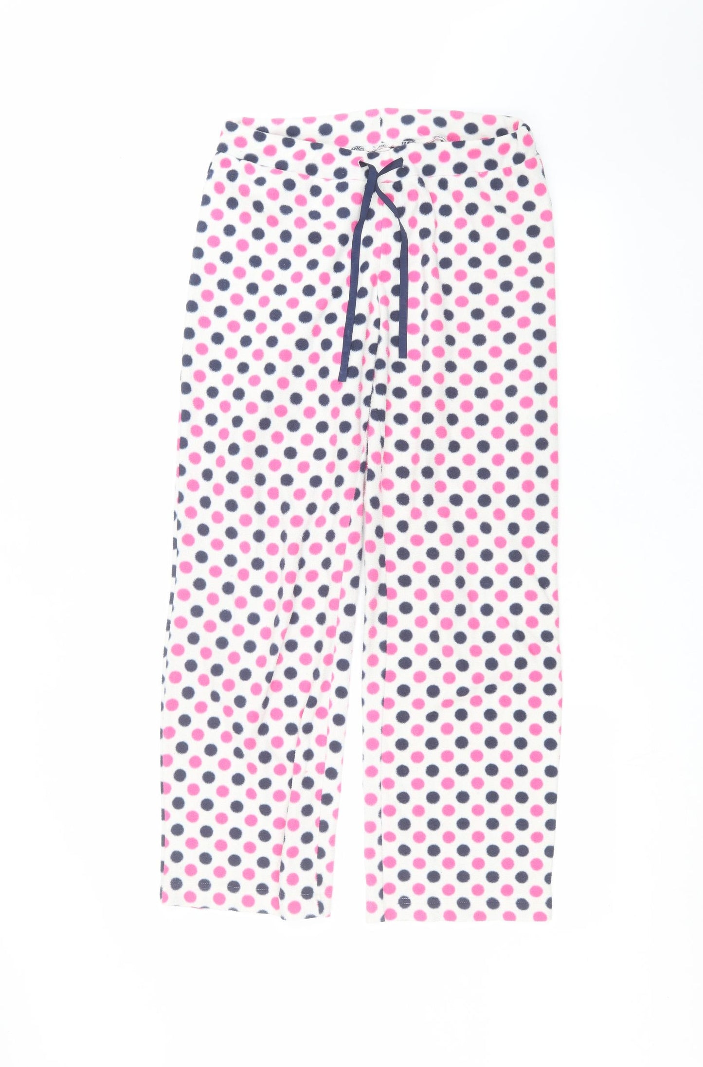 Matalan Womens White Polka Dot  Sweatpants Trousers Size 8 L25 in