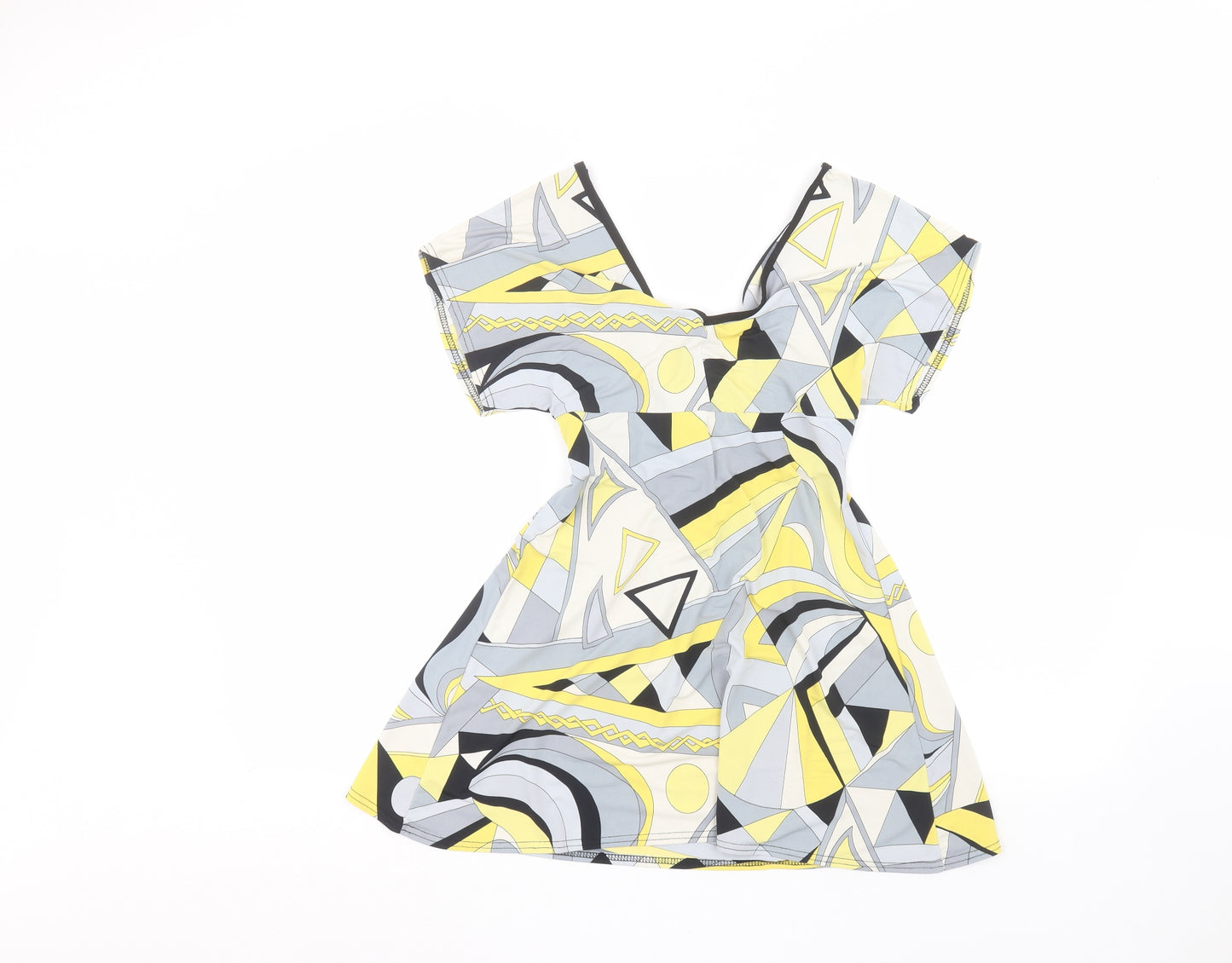 Evita Womens Blue Geometric  Basic Blouse Size 10