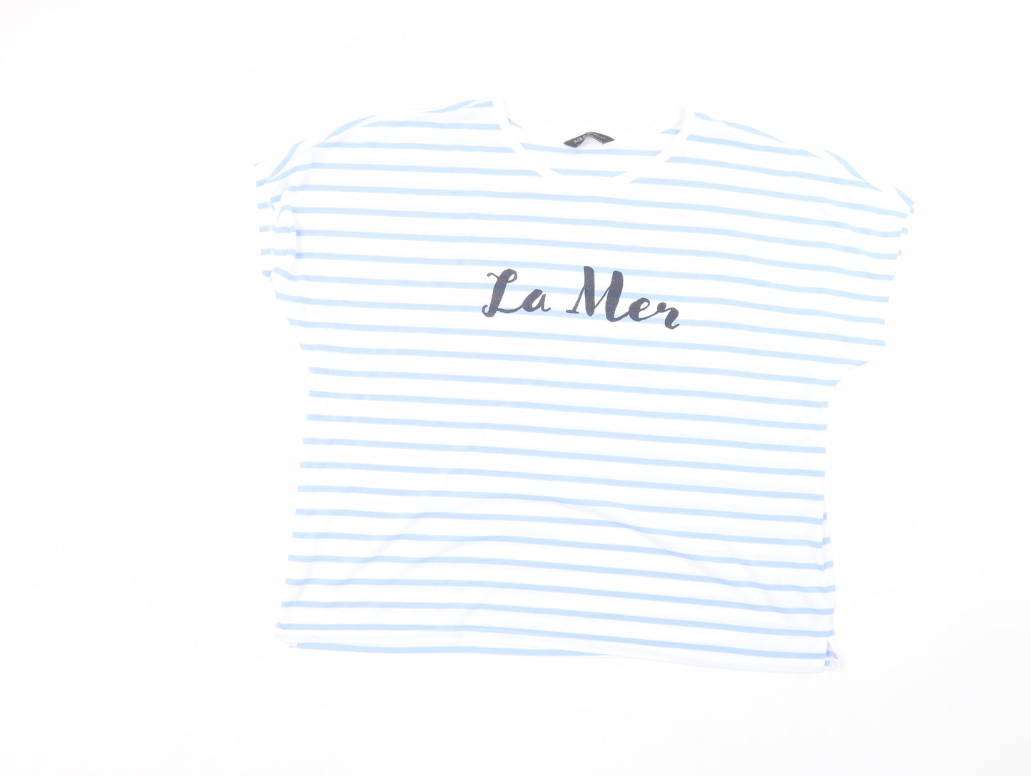 Marks and Spencer Womens White Striped  Basic T-Shirt Size 18
