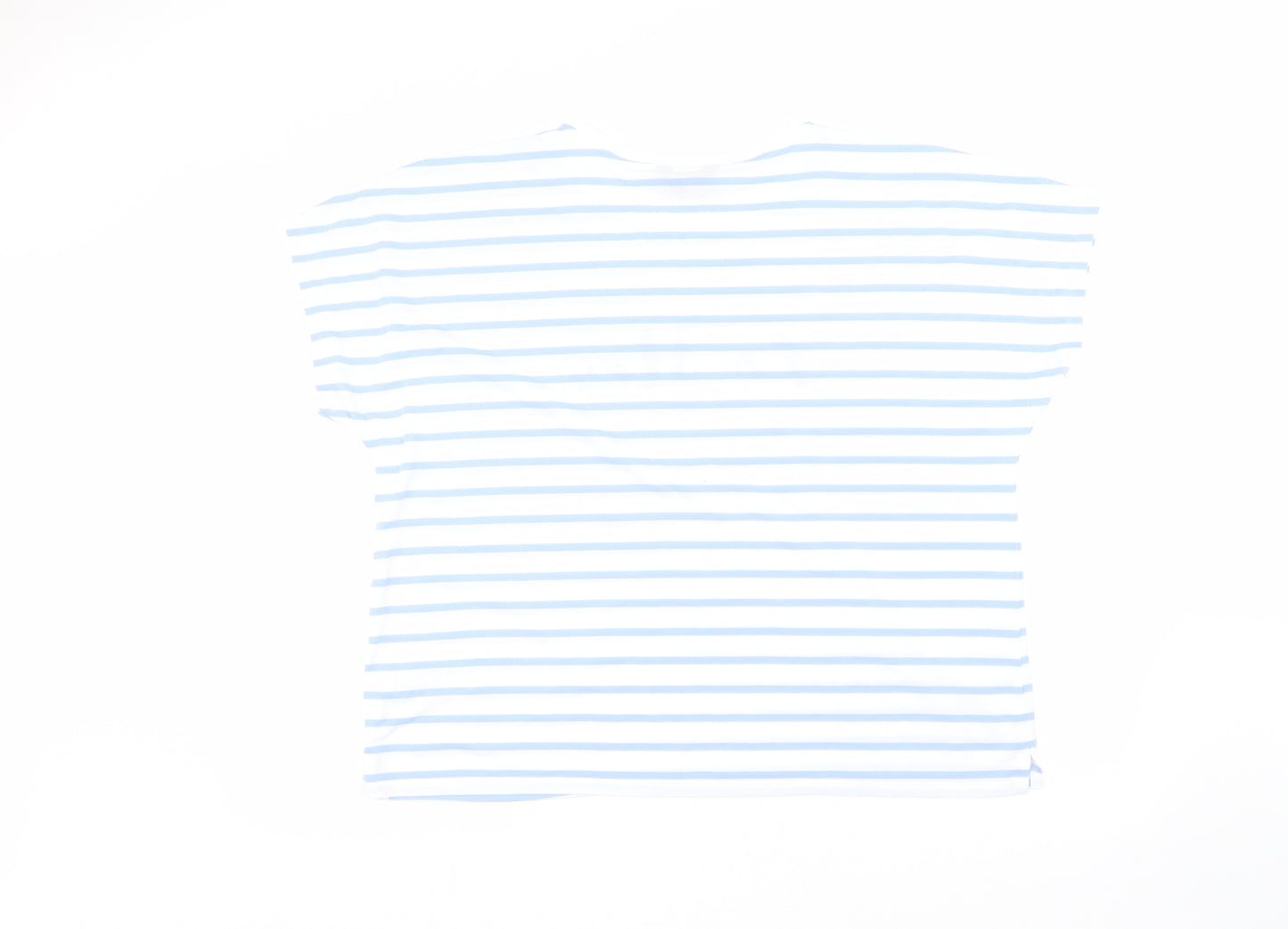 Marks and Spencer Womens White Striped  Basic T-Shirt Size 18