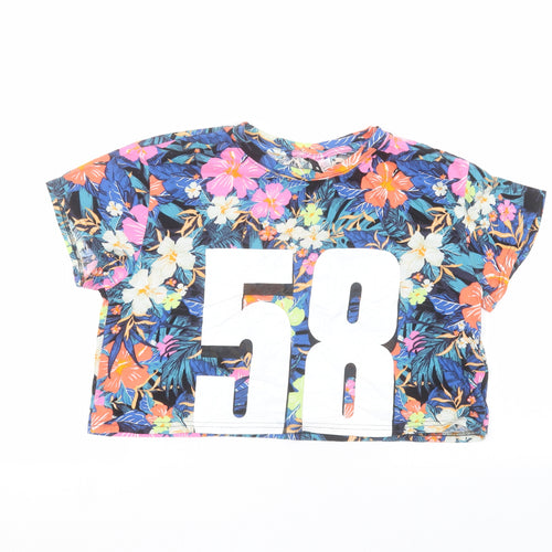 H&M Womens Multicoloured Floral  Cropped T-Shirt Size S