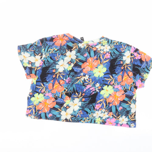 H&M Womens Multicoloured Floral  Cropped T-Shirt Size S