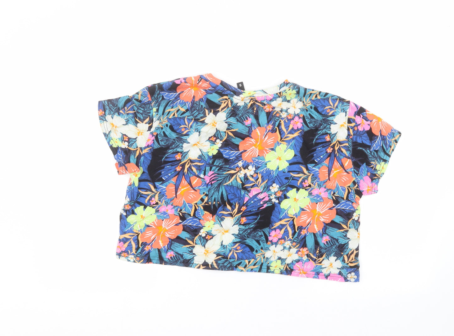 H&M Womens Multicoloured Floral  Cropped T-Shirt Size S