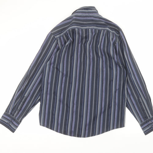 ethelaustin Mens Blue Striped   Dress Shirt Size M