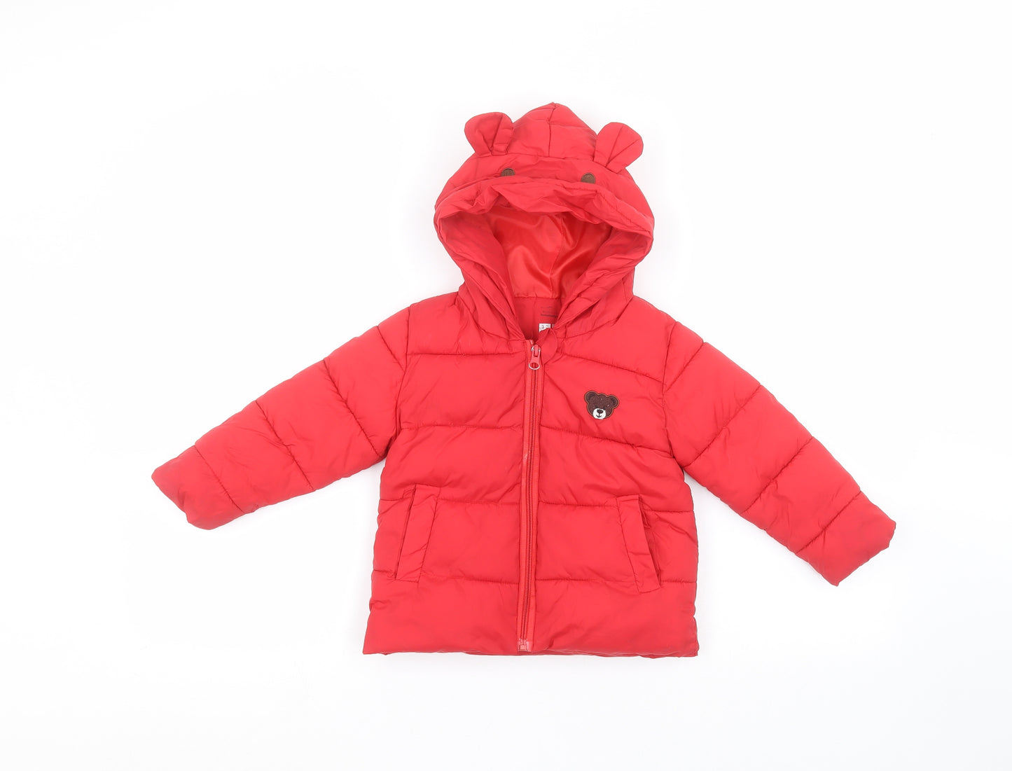 UNi Boys Red   Puffer Jacket Coat Size 3-4 Years