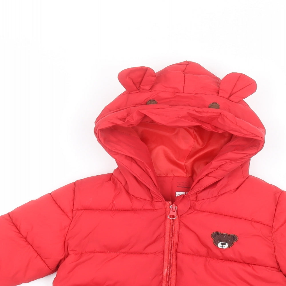 UNi Boys Red   Puffer Jacket Coat Size 3-4 Years
