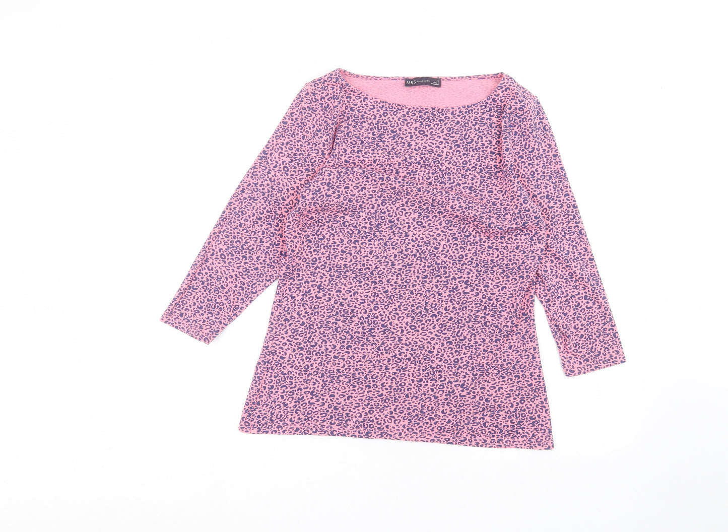 Marks and Spencer Womens Pink Animal Print  Basic T-Shirt Size 14