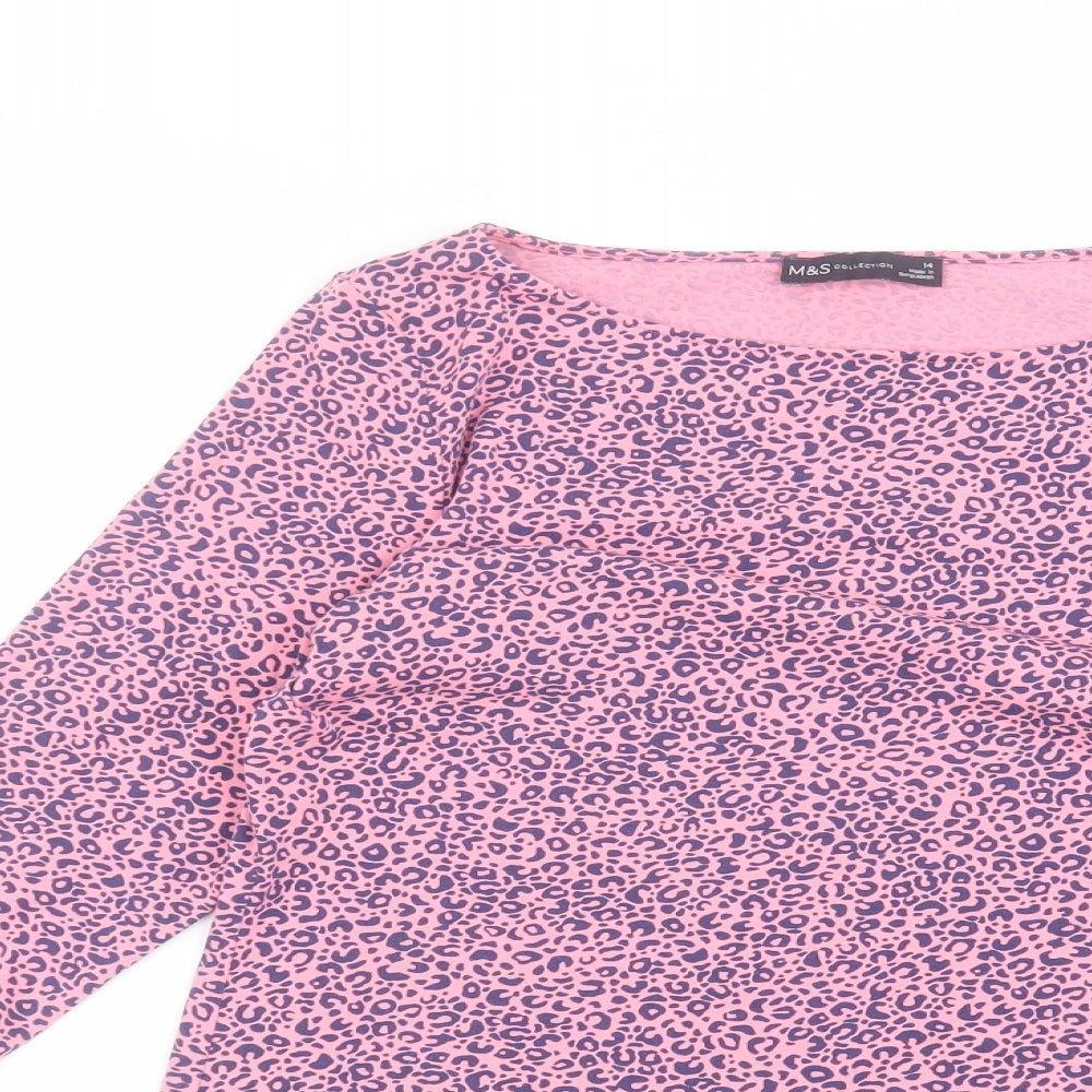 Marks and Spencer Womens Pink Animal Print  Basic T-Shirt Size 14