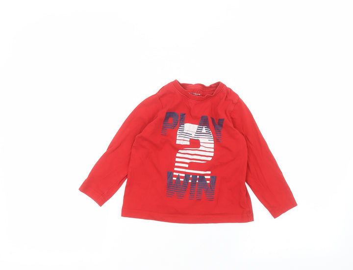 Primark Boys Red   Basic T-Shirt Size 2-3 Years