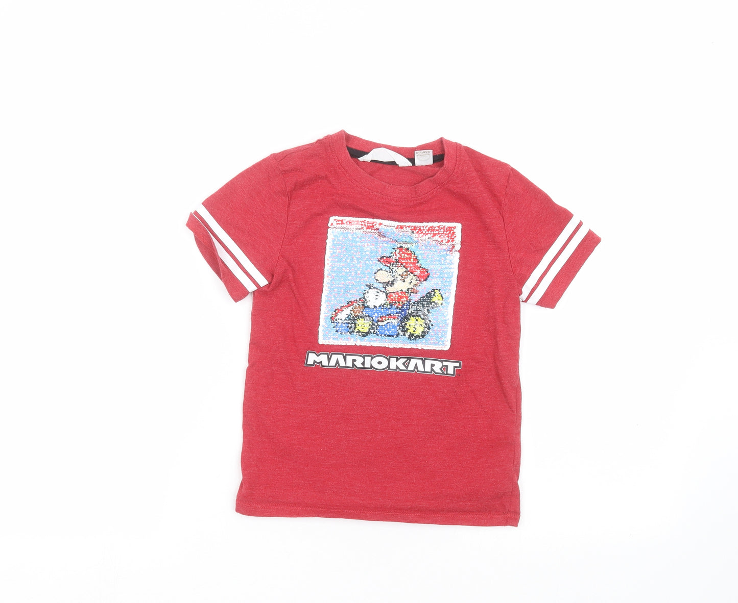 H&M Boys Red   Basic T-Shirt Size 5-6 Years  - Mario