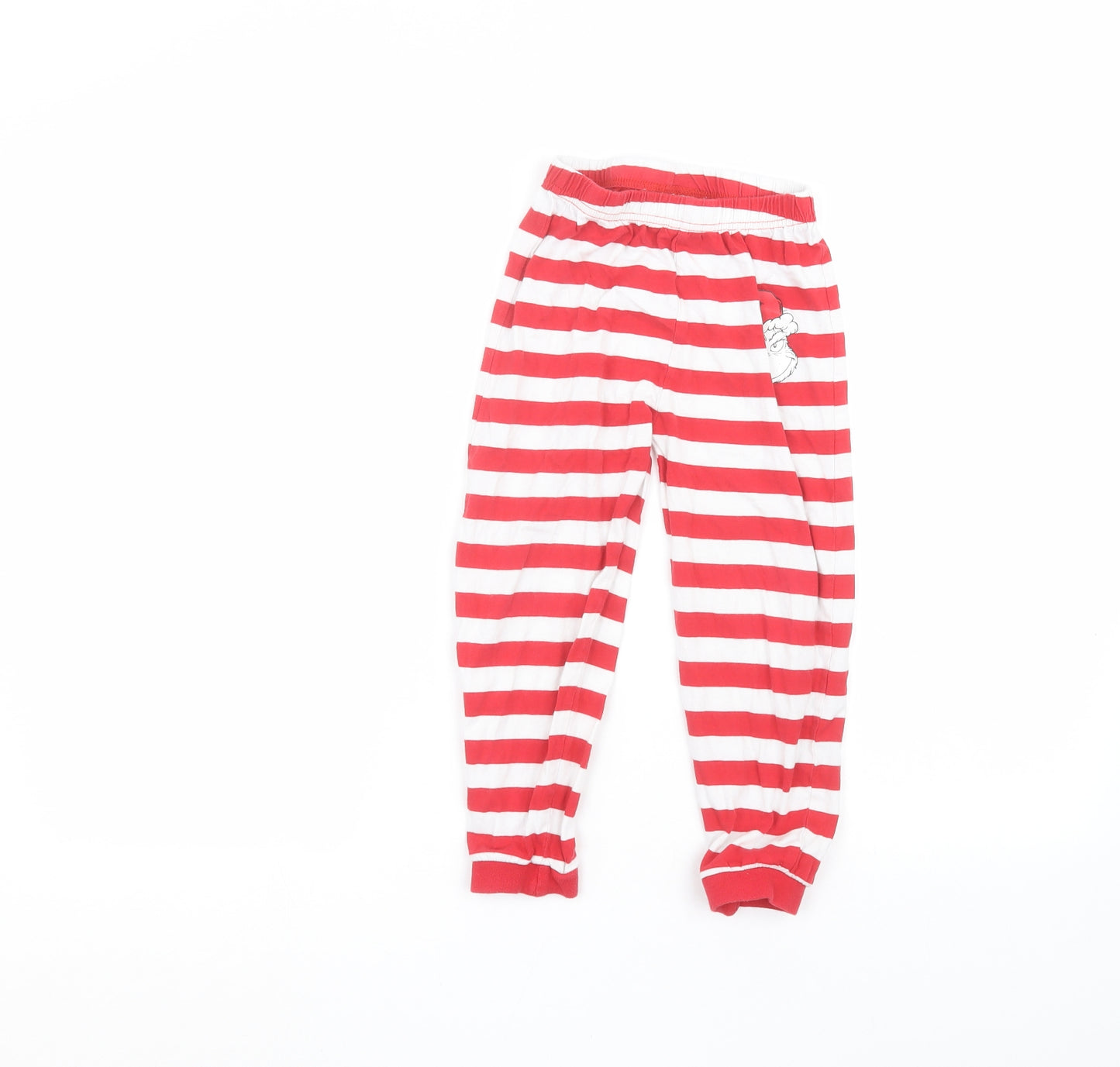 Primark Boys Red Striped  Sweatpants Trousers Size 4-5 Years - The grinch
