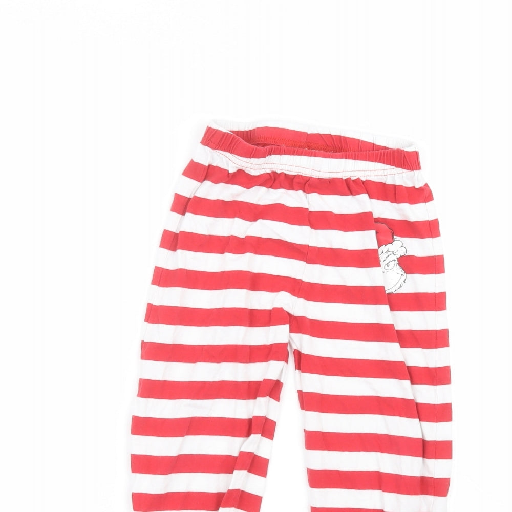Primark Boys Red Striped  Sweatpants Trousers Size 4-5 Years - The grinch