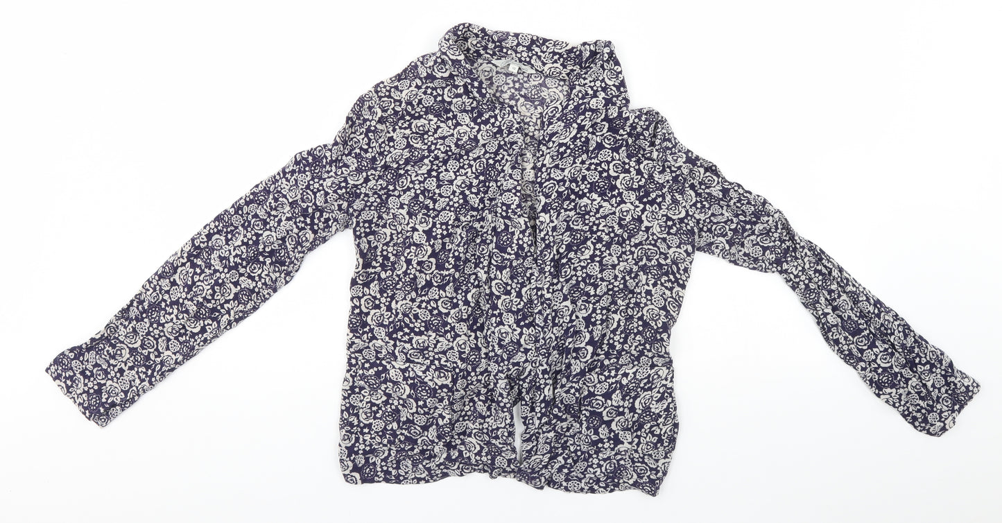 Peacocks Womens Blue Floral  Cardigan Jumper Size 10