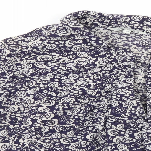 Peacocks Womens Blue Floral  Cardigan Jumper Size 10