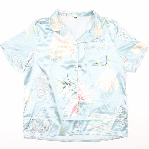 Preworn Womens Silver Floral   Button-Up Size L
