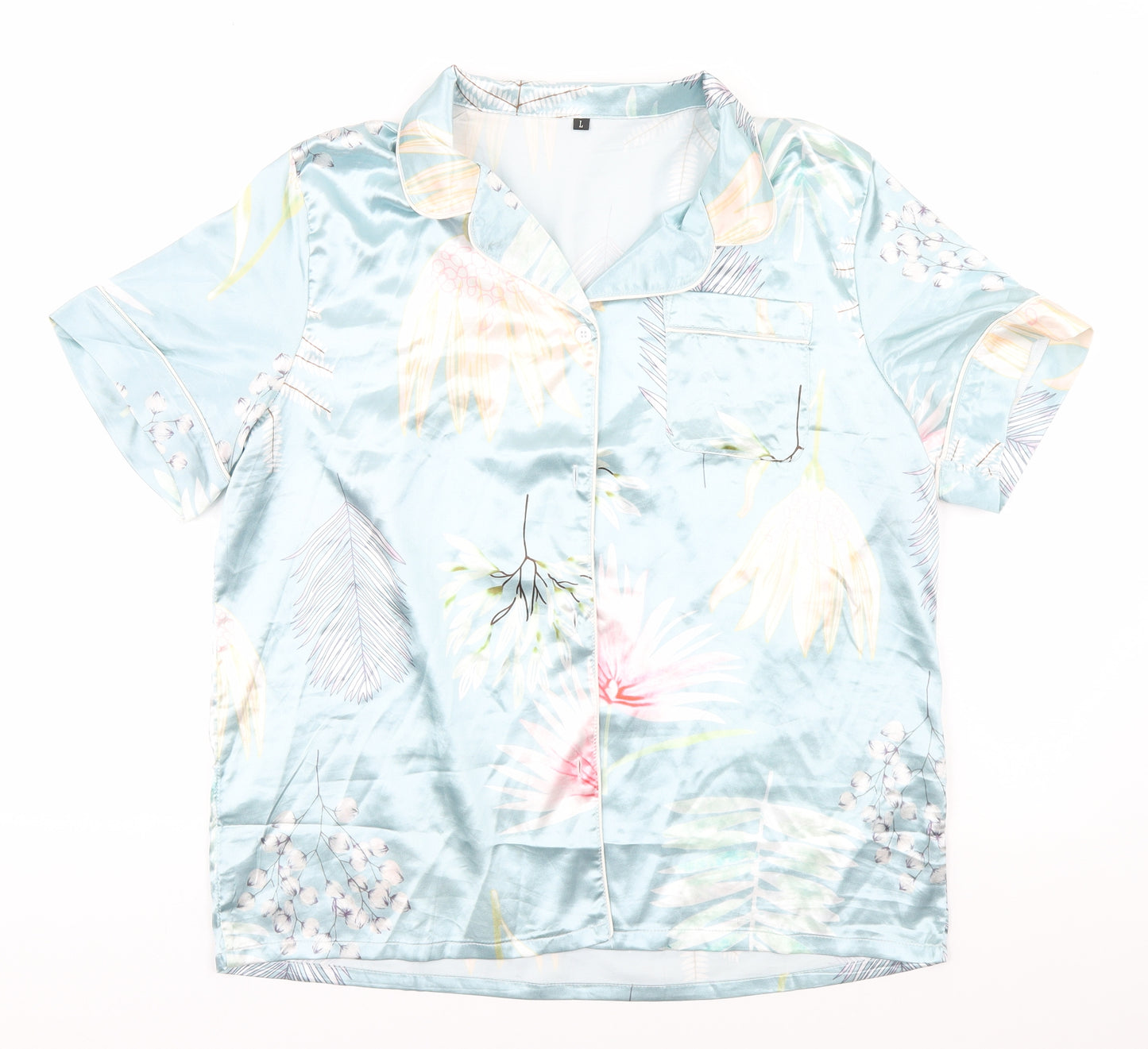 Preworn Womens Silver Floral   Button-Up Size L