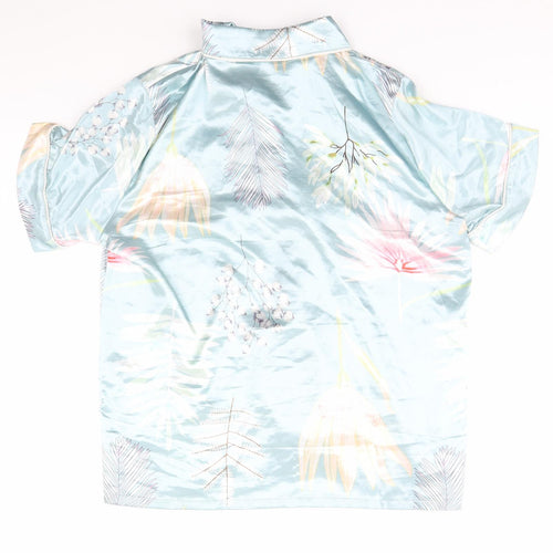 Preworn Womens Silver Floral   Button-Up Size L