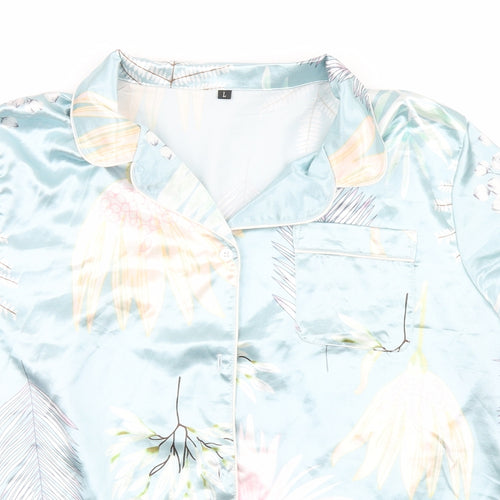 Preworn Womens Silver Floral   Button-Up Size L