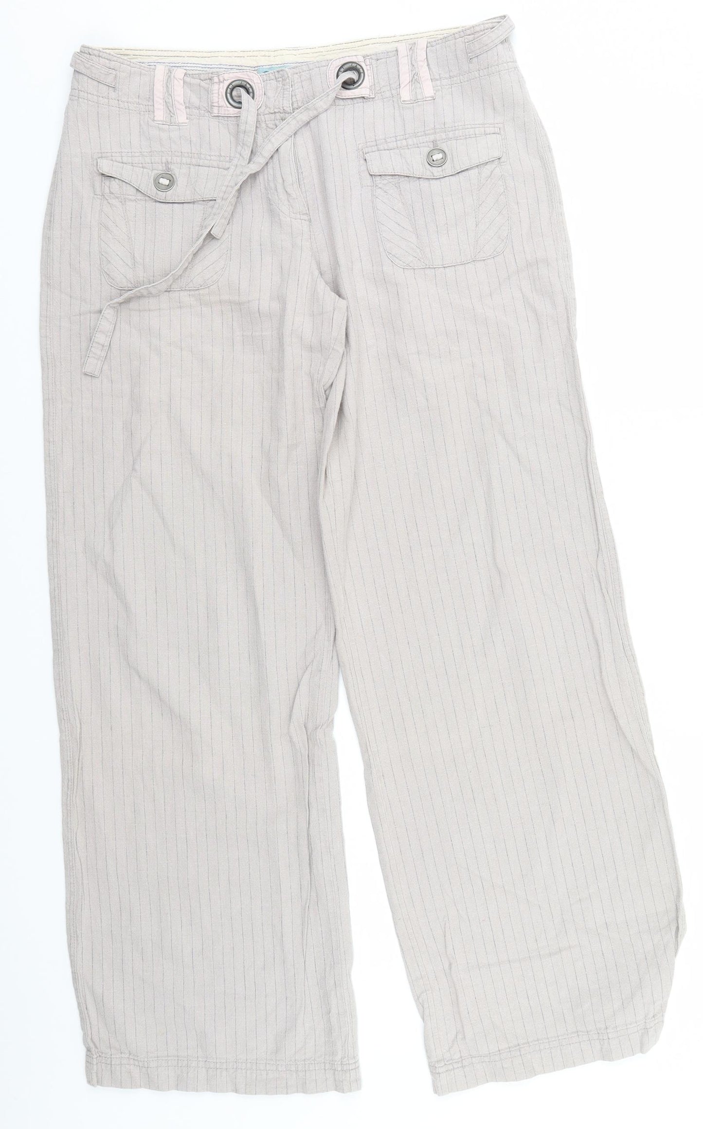 Fat Face Womens Grey Striped  Trousers  Size 12 L30 in