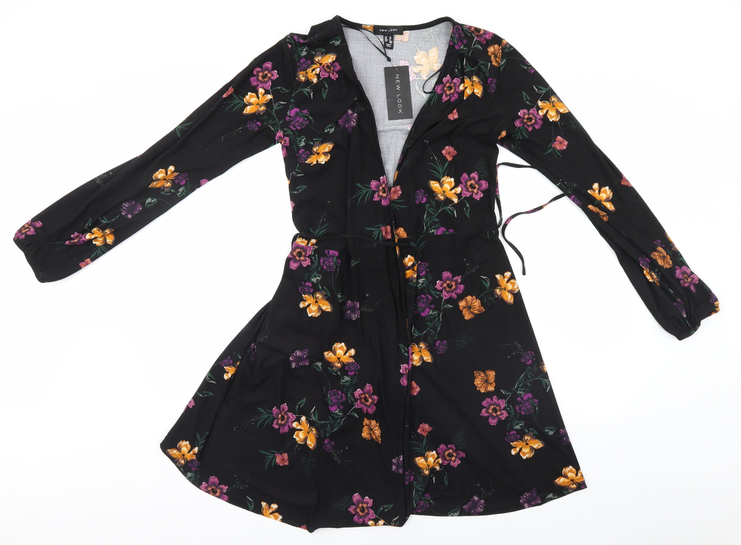 New Look Womens Black Floral  A-Line  Size 10