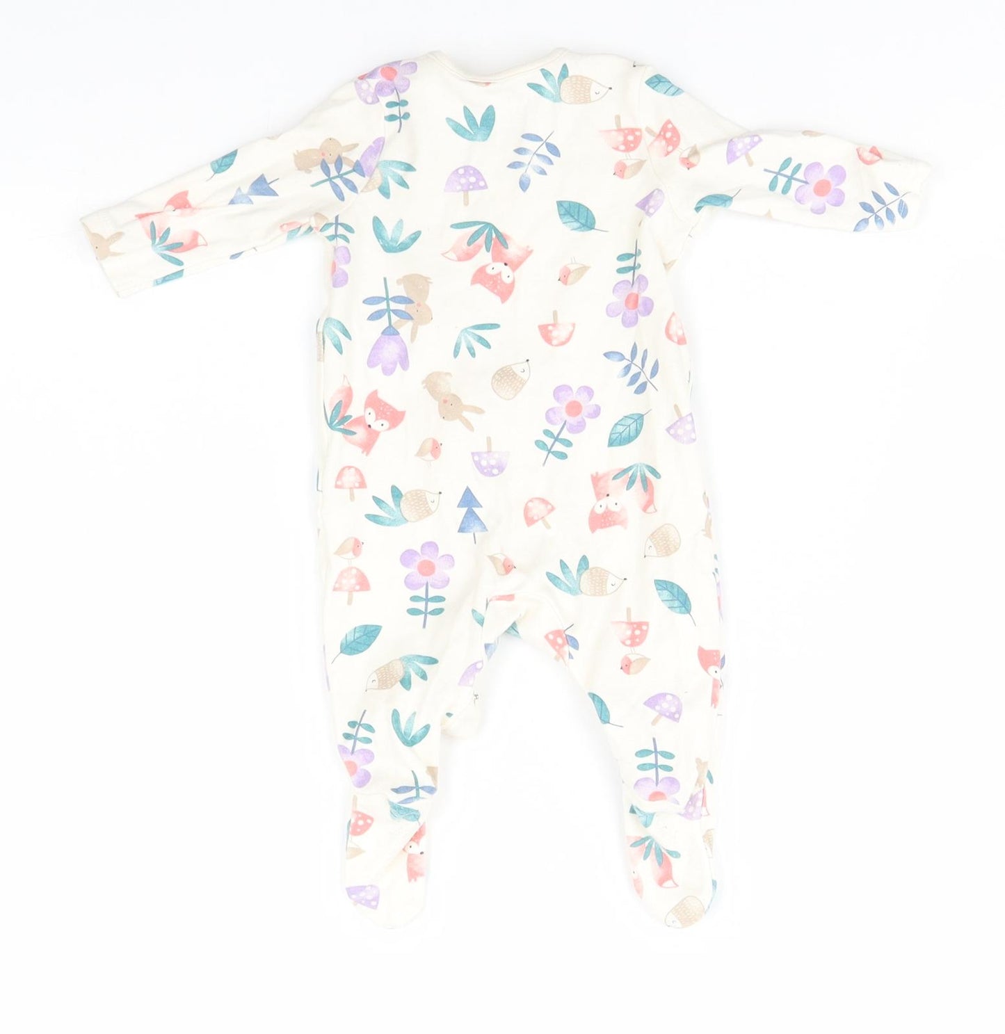 Lily & Dan Baby Ivory Animal Print  Babygrow One-Piece Size 0-3 Months  - Woodland Creatures