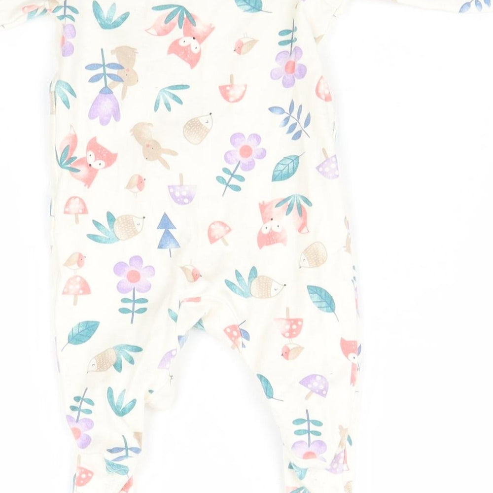 Lily & Dan Baby Ivory Animal Print  Babygrow One-Piece Size 0-3 Months  - Woodland Creatures
