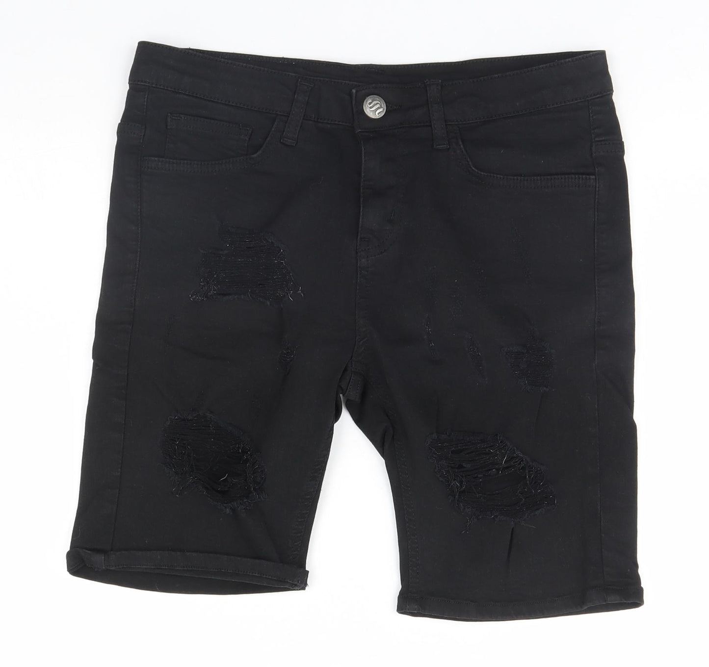 HUGO BOSS Womens Black   Cut-Off Shorts