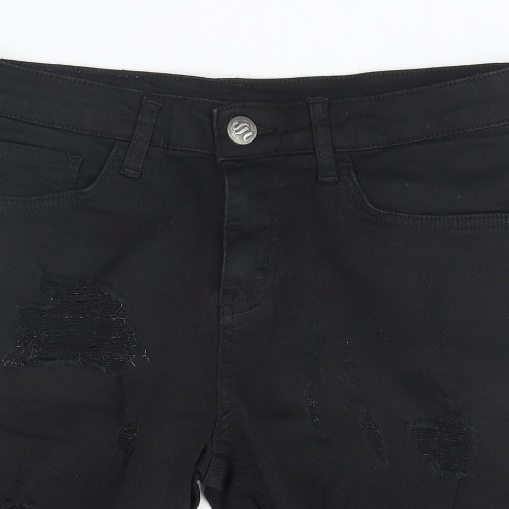 HUGO BOSS Womens Black   Cut-Off Shorts