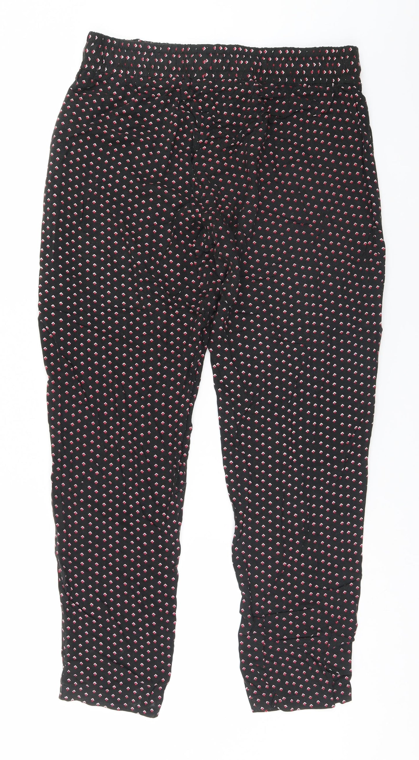 Peacocks Womens Black Geometric  Trousers  Size 12 L26 in