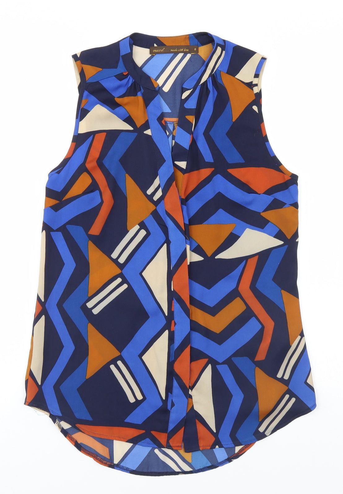 NEXT Womens Blue Geometric  Basic Tank Size 8