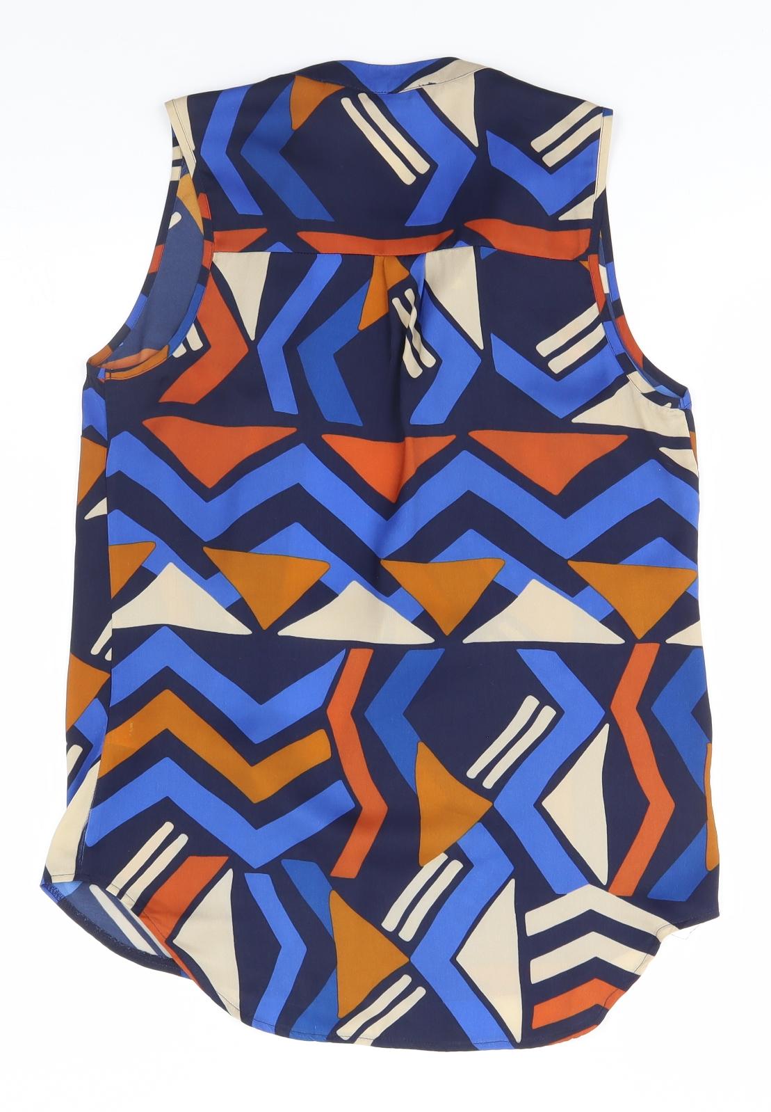 NEXT Womens Blue Geometric  Basic Tank Size 8