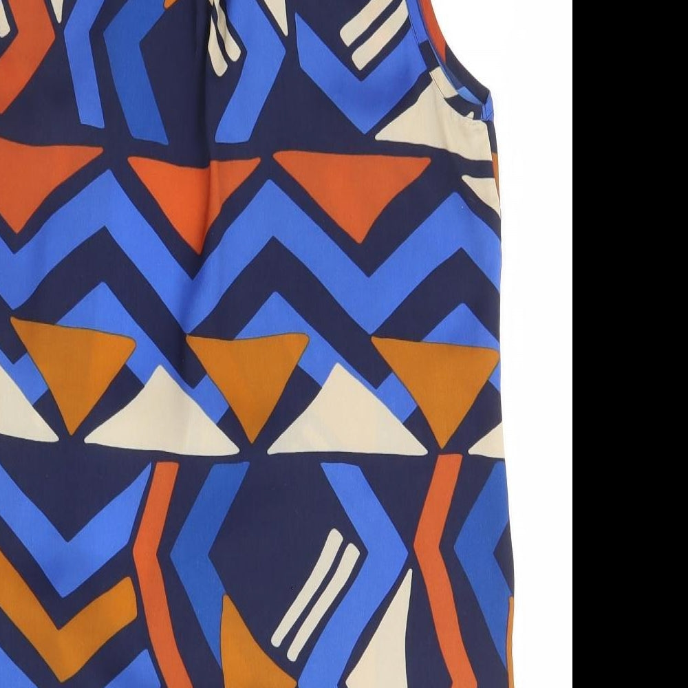 NEXT Womens Blue Geometric  Basic Tank Size 8
