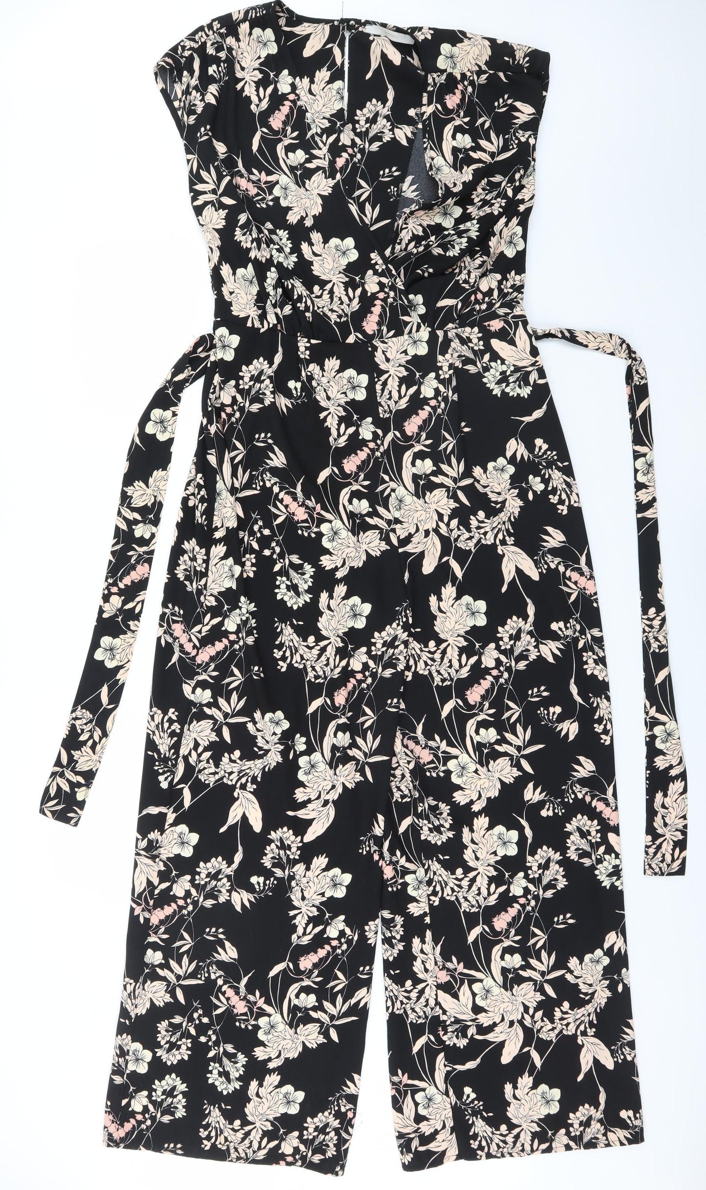 George Womens Black Floral  Jumpsuit One-Piece  L28 in