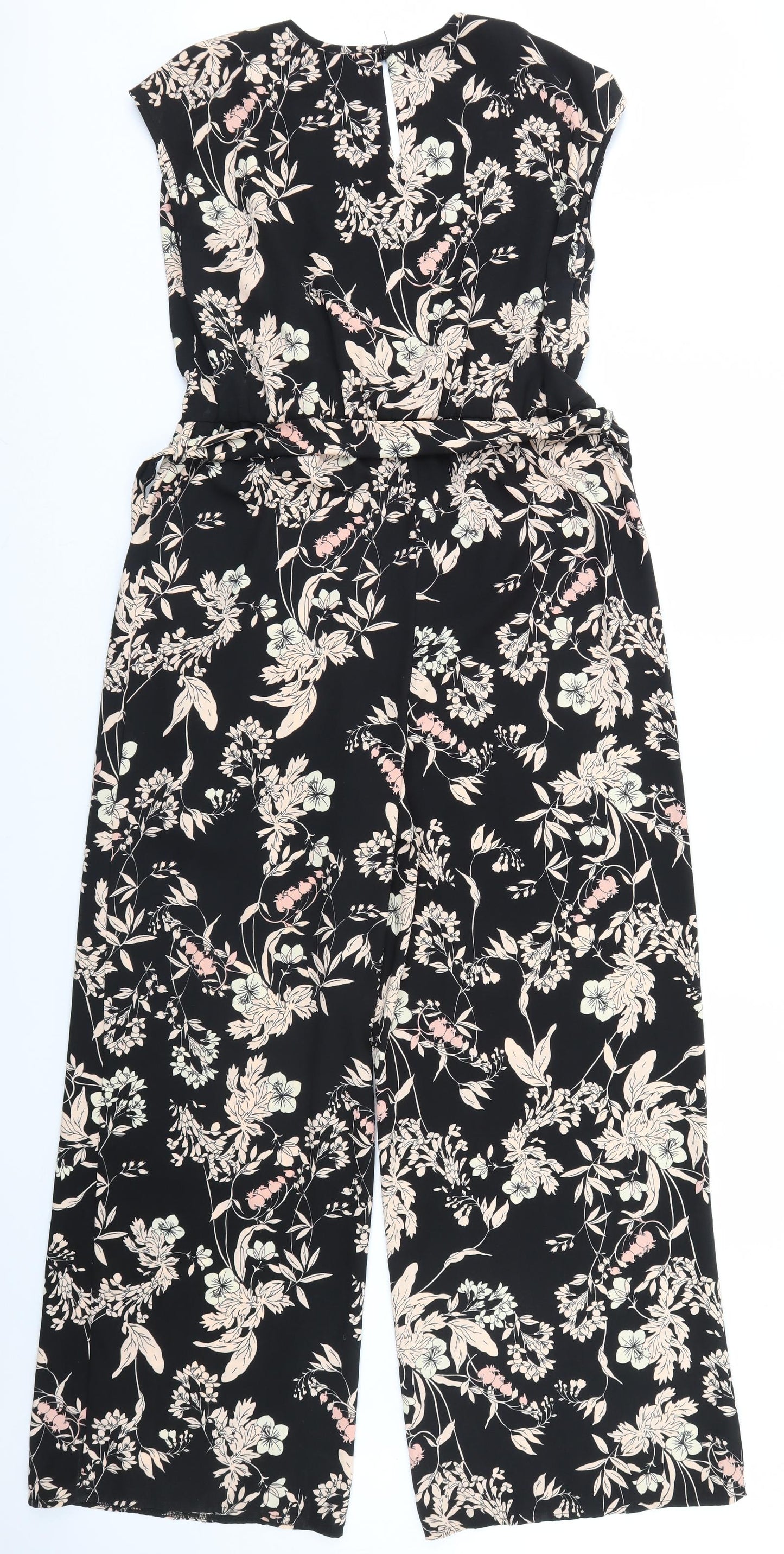 George Womens Black Floral  Jumpsuit One-Piece  L28 in