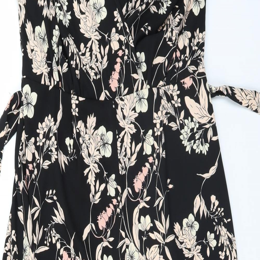George Womens Black Floral  Jumpsuit One-Piece  L28 in