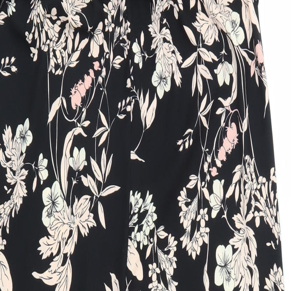 George Womens Black Floral  Jumpsuit One-Piece  L28 in